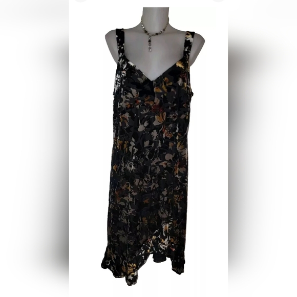 Whimsigoth Retro Coquette Floral Burnout Velvet Ruffle Swinger Party Dress Sz 1X - Picture 3 of 6